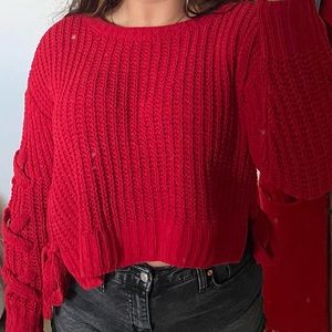 Red knit sweater